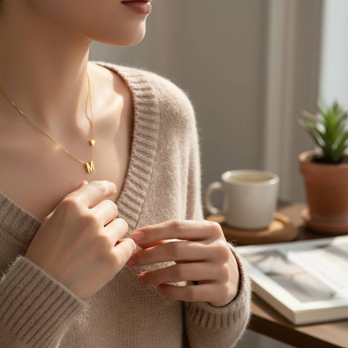 Ženska ogrlica s personaliziranim slovom