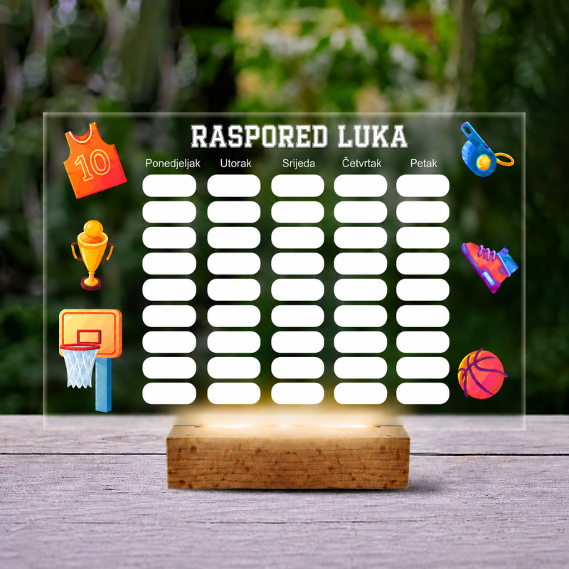 Personalizirana 3D LED lampa – raspored sa sportskom tematikom