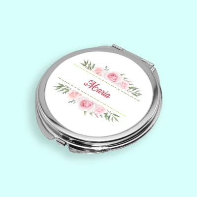 Personalizirano džepno ogledalo s cvjetnim dizajnom ruža