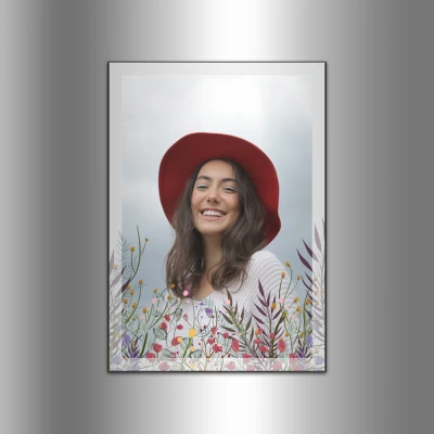 Personalizirani magnet za hladnjak s cvijećem i tvojom fotografijom