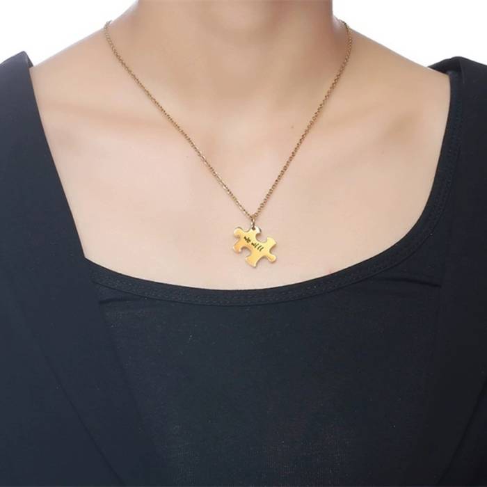 Set od 3 personalizirane ženske ogrlice u obliku puzzle