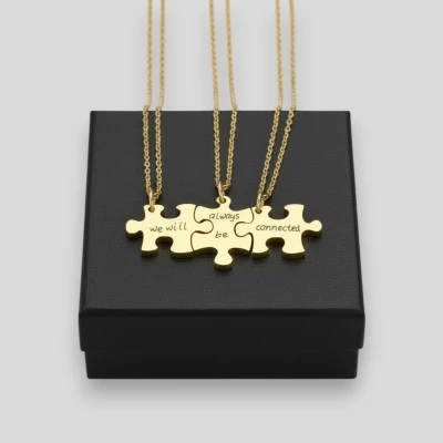 Set od 3 personalizirane ženske ogrlice u obliku puzzle