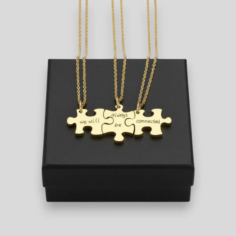 Set od 3 personalizirane ženske ogrlice u obliku puzzle