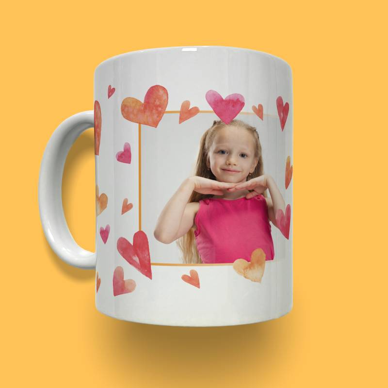 Personalizirana šalica - Fotografija s srcima