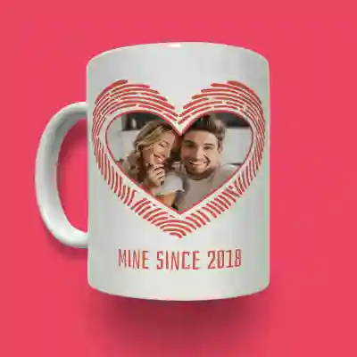 Personalizirana šalica - Otisak u obliku srca s fotografijom
