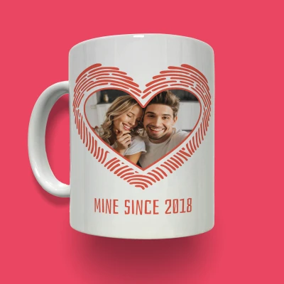 Personalizirana šalica - Otisak u obliku srca s fotografijom