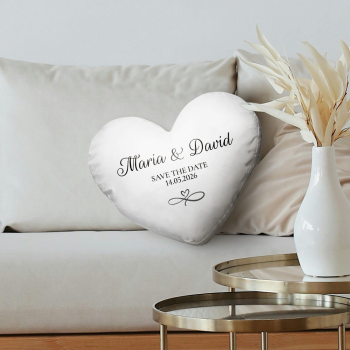 Personalizirani jastuk u obliku srca - Save the date