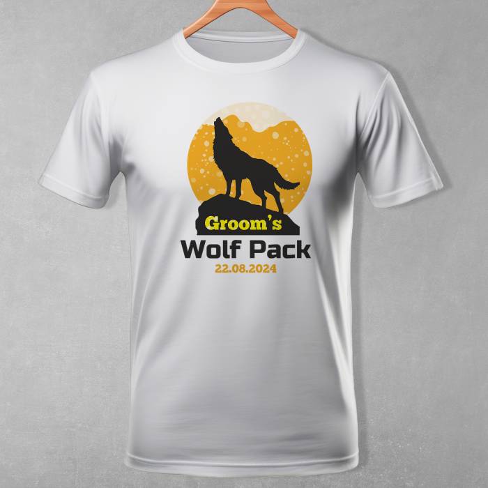 Personalizirana majica za momačku večer – Groom's Wolf Pack