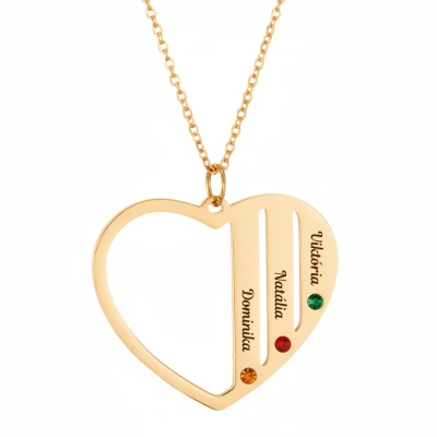 Ogrlica s privjeskom u obliku srca s tri imena