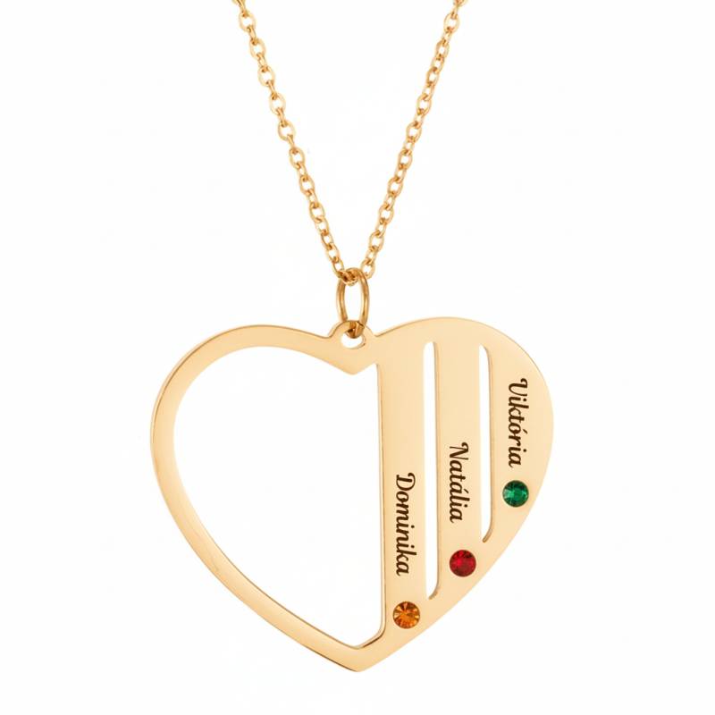 Ogrlica s privjeskom u obliku srca s tri imena