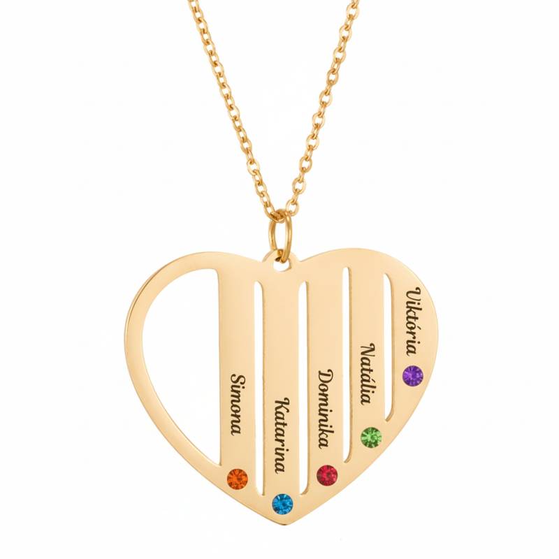 Ogrlica s privjeskom u obliku srca s pet imena