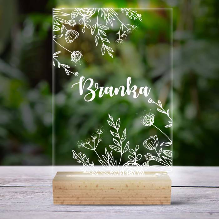 Personalizirana 3D LED lampa s biljnim uzorkom