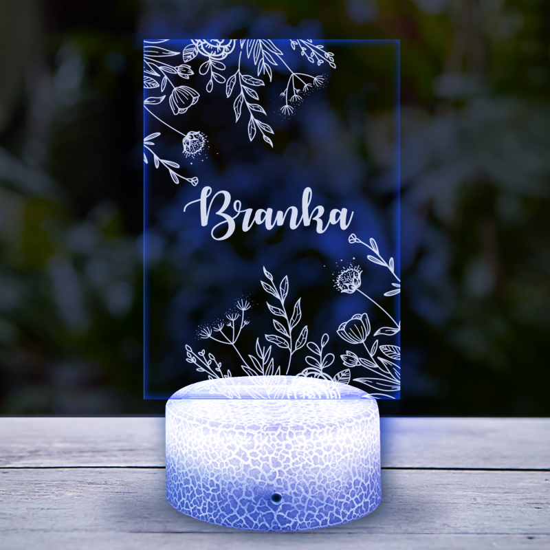 Personalizirana 3D LED lampa s biljnim uzorkom