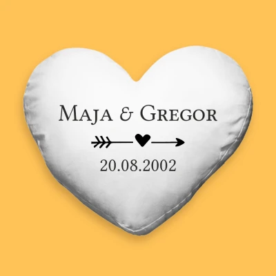 Personalizirani jastuk u obliku srca - Spremi datum s strelicom
