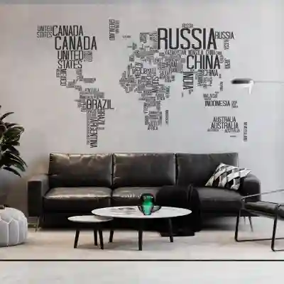 Naljepnica za zid Svjetska karta s tekstom