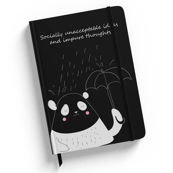 Crna personalizirana bilježnica s tekstom