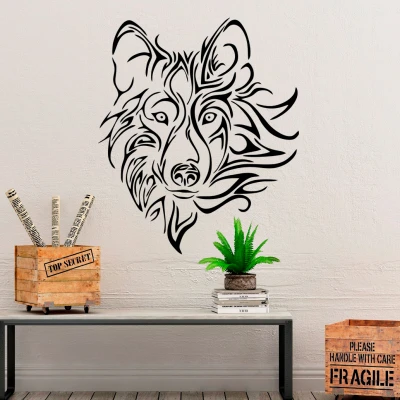 Naljepnica za zid – silueta vukove glave.